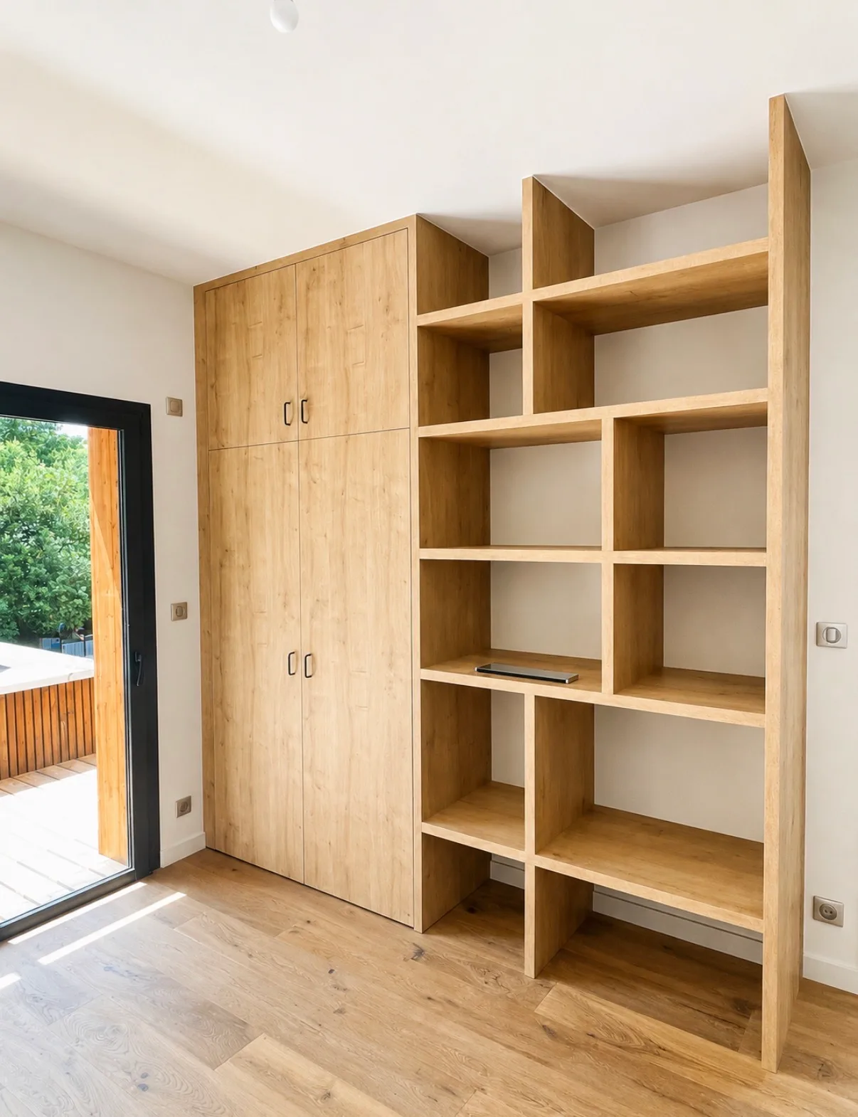 Agencement d'une maison à Pornichet, meuble dressing et bibliothèque