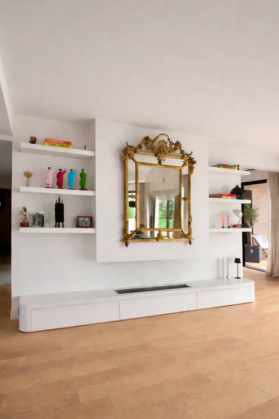 Meuble cheminée laqué